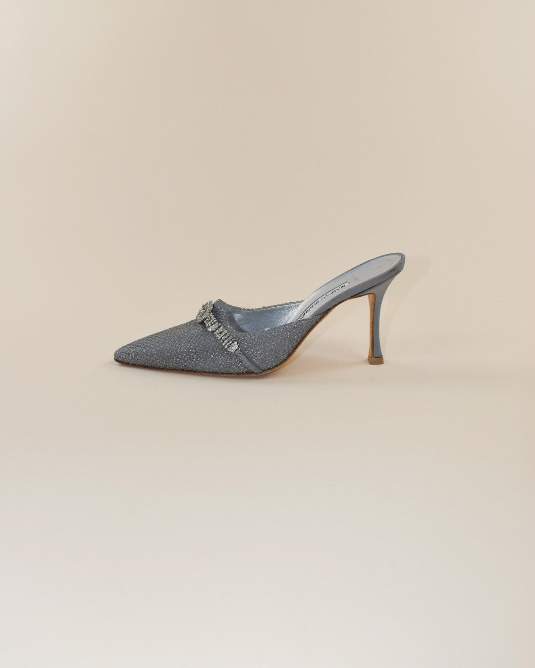 Vintage Manolo Blahnik Silver Chain Mules - Size 40, 9.5