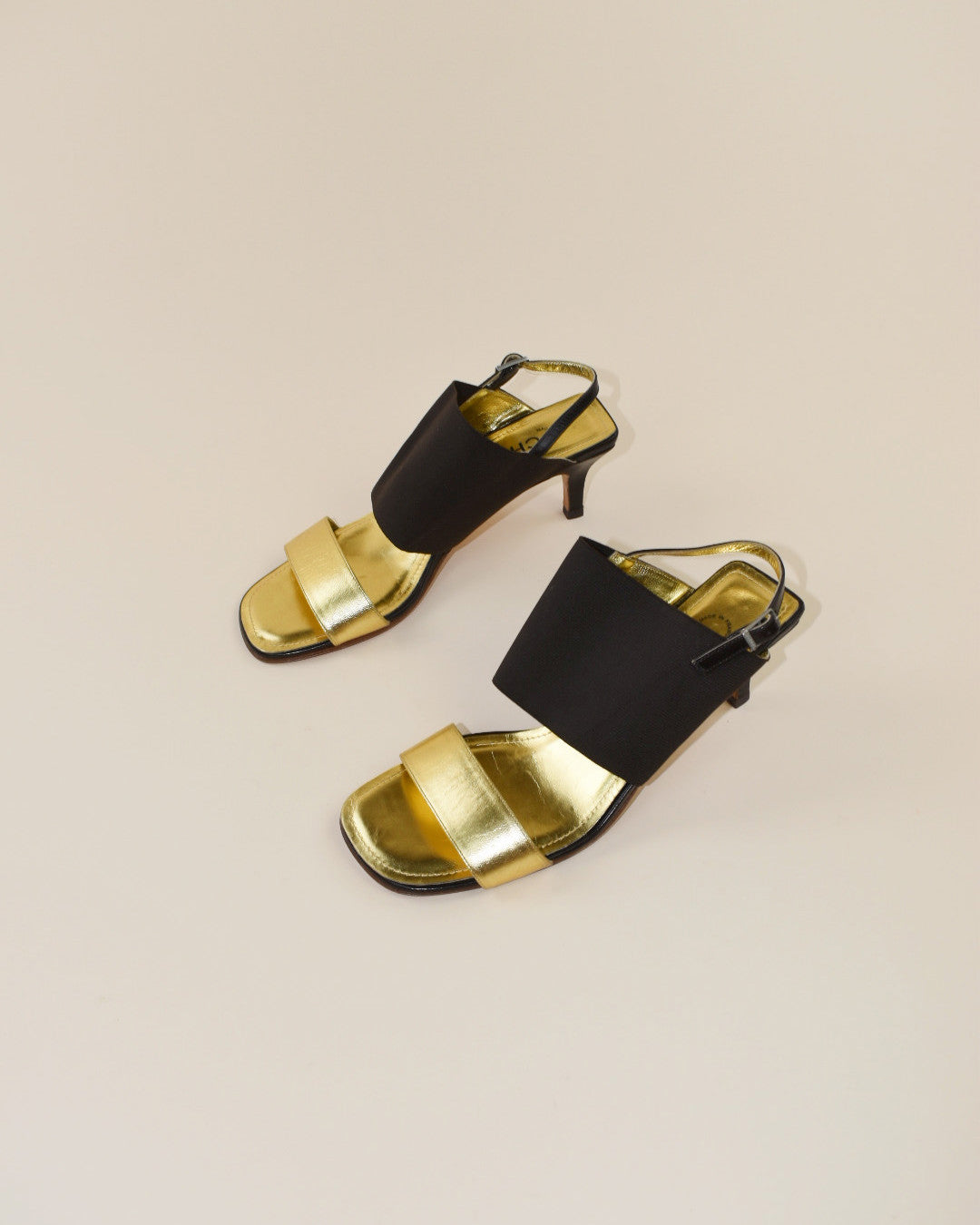 90s Chanel Gold Slingback Heels - Size 38.5, 8