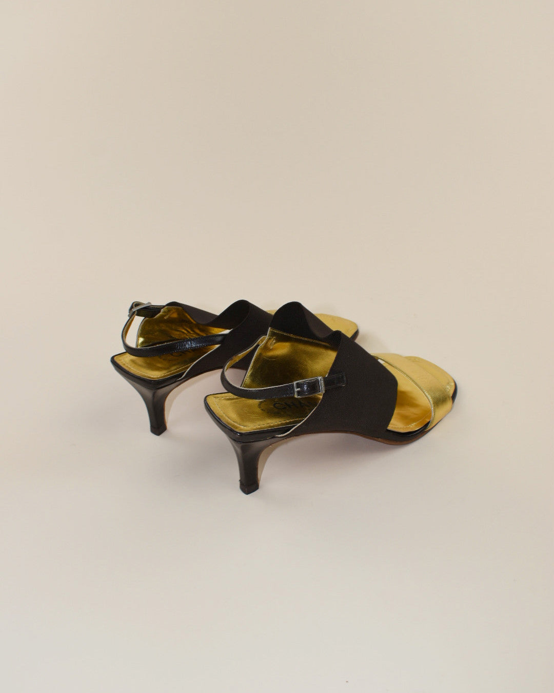 90s Chanel Gold Slingback Heels - Size 38.5, 8