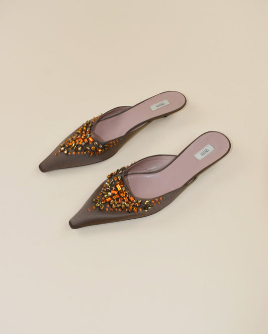 Vintage Prada Jeweled Mules - Size 38.5, 8