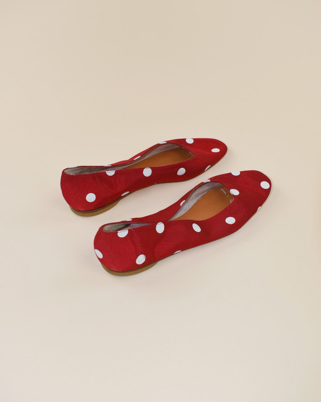 Vintage Red and White Polka Dot Flats - Size 7/7.5