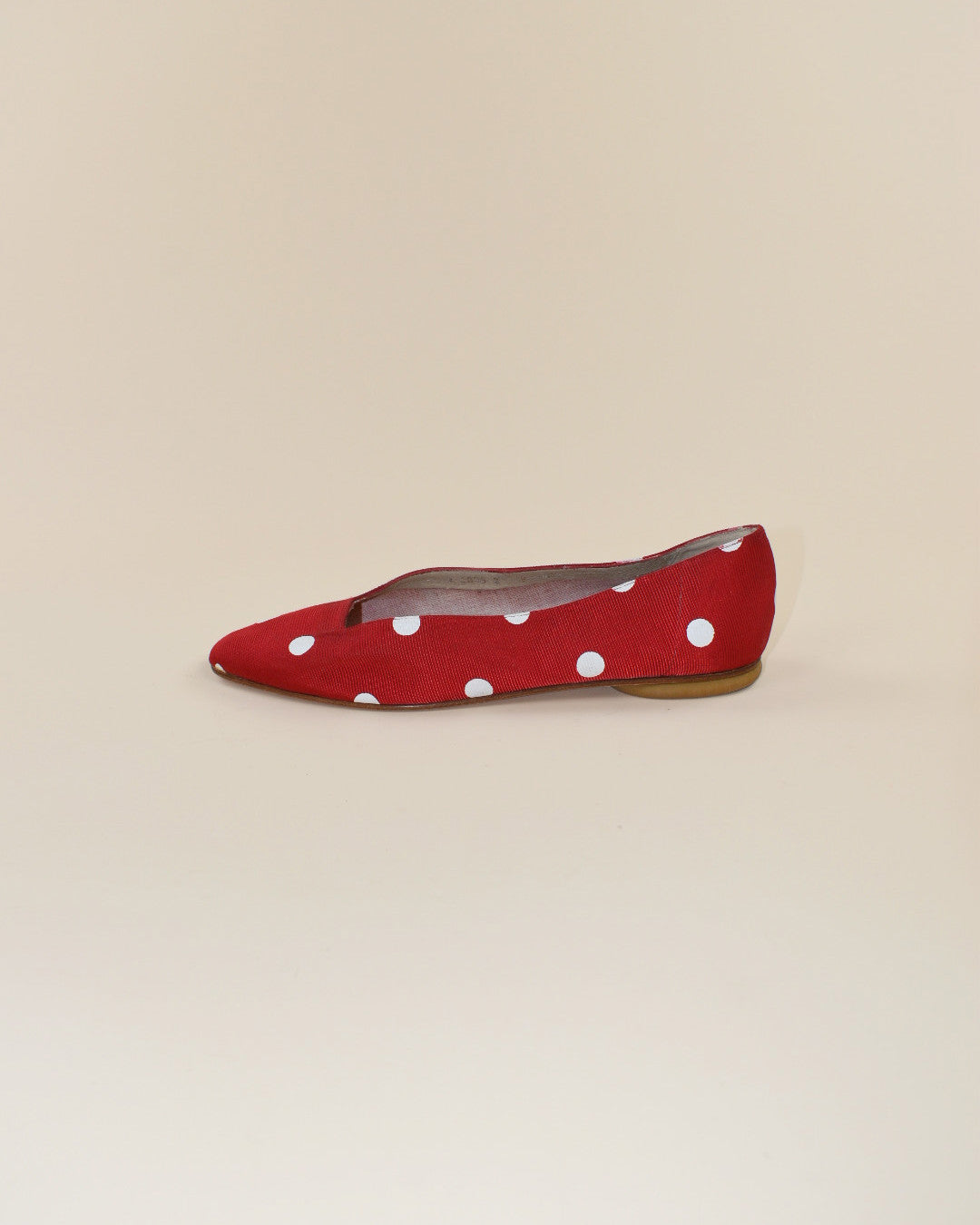 Vintage Red and White Polka Dot Flats - Size 7/7.5
