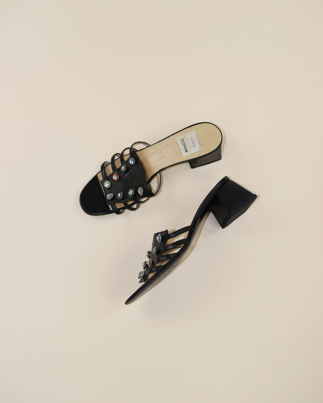 Todd Oldham Black Rhinestone Heels - Size 39, 8.5