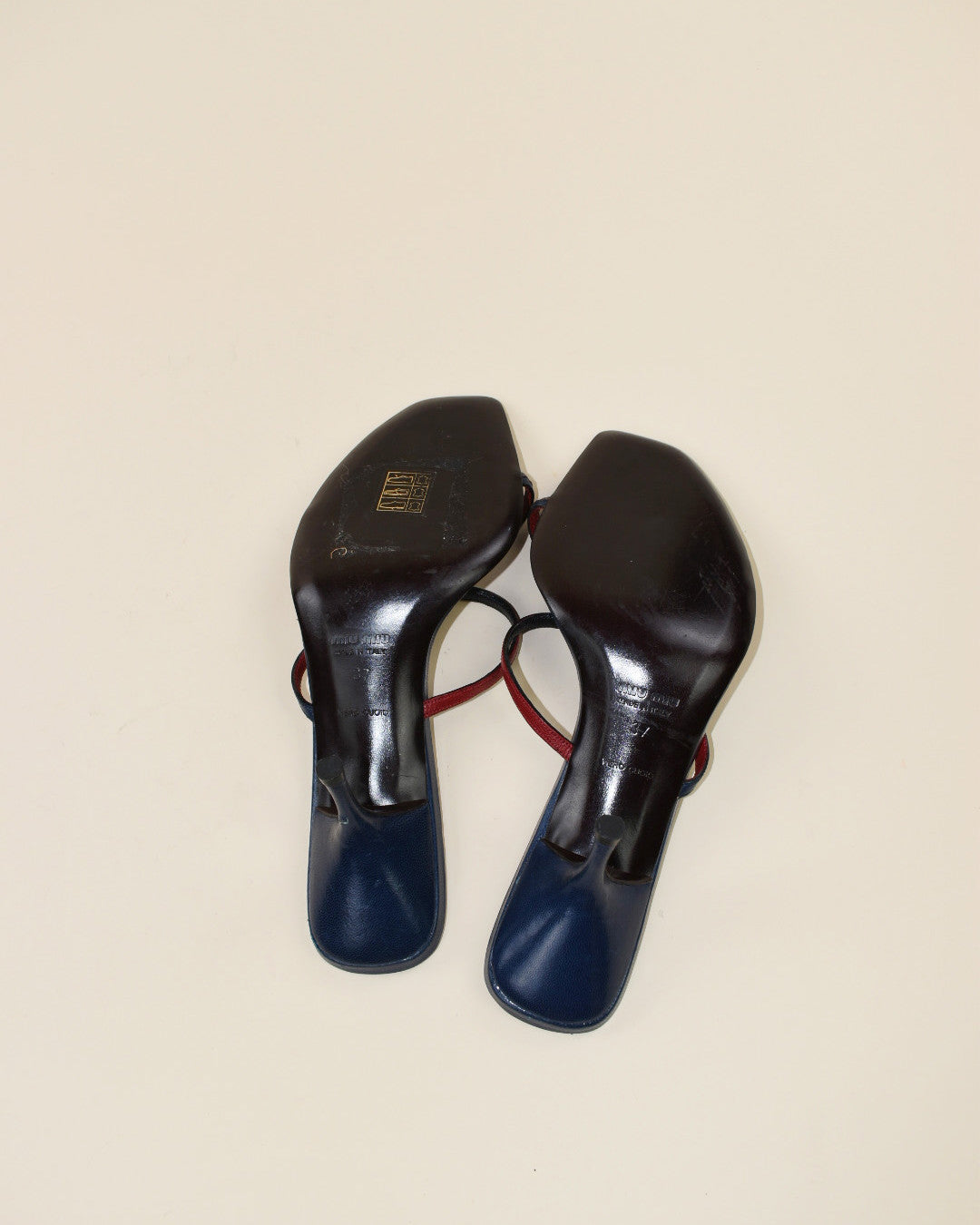 Miu Miu Navy Blue Rose Heels - Size 37, 6.5