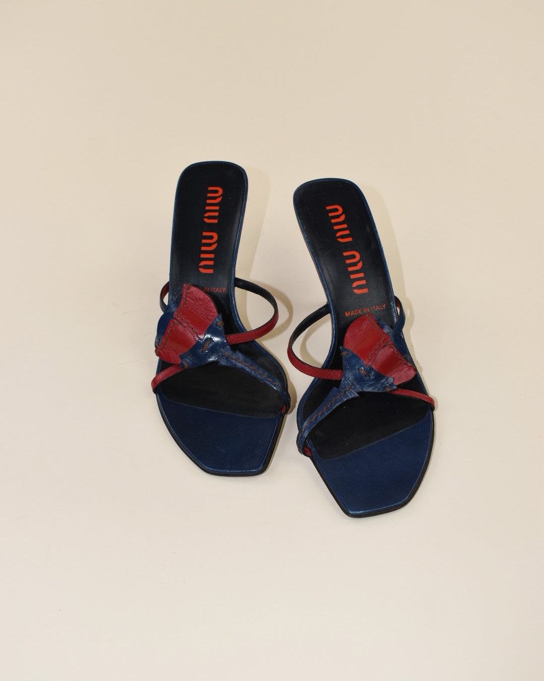 Miu Miu Navy Blue Rose Heels - Size 37, 6.5