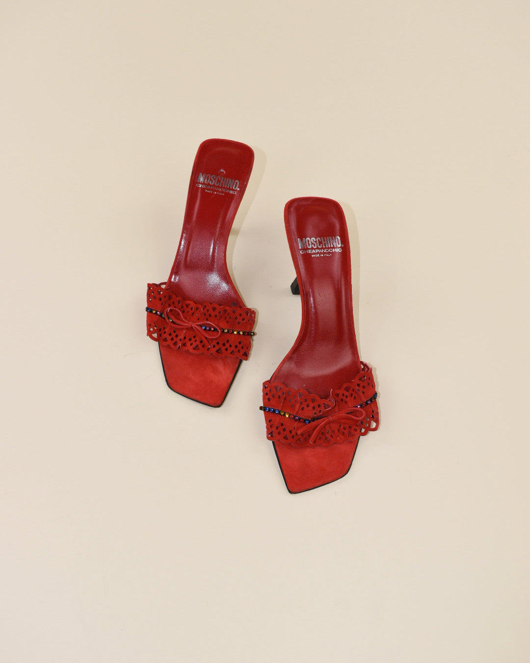 Moschino Cheap and Chic Red Suede Lace Heels - Size 39, 8.5