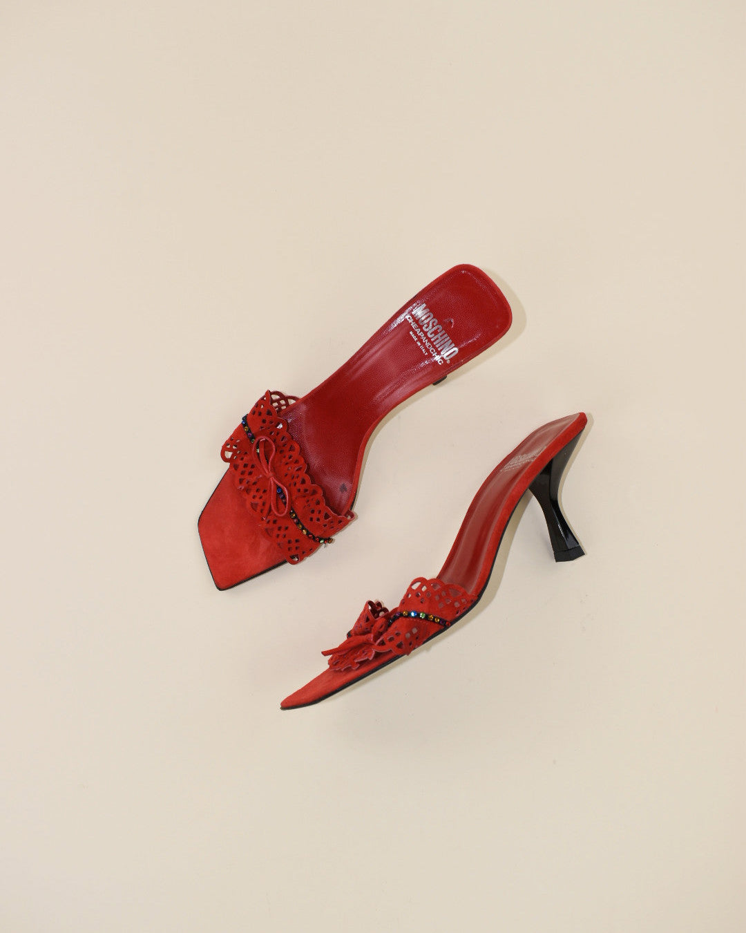 Moschino Cheap and Chic Red Suede Lace Heels - Size 39, 8.5