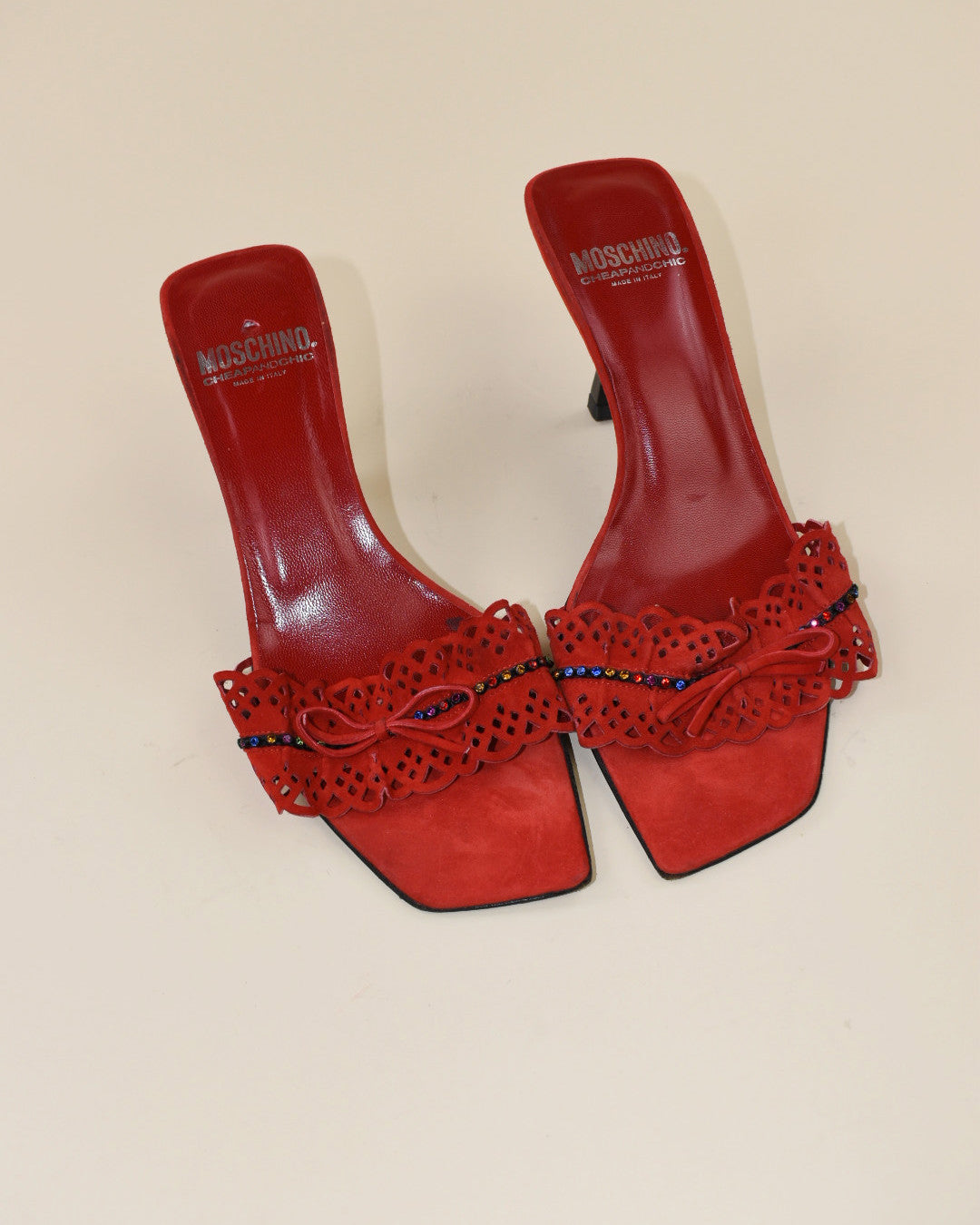 Moschino Cheap and Chic Red Suede Lace Heels - Size 39, 8.5
