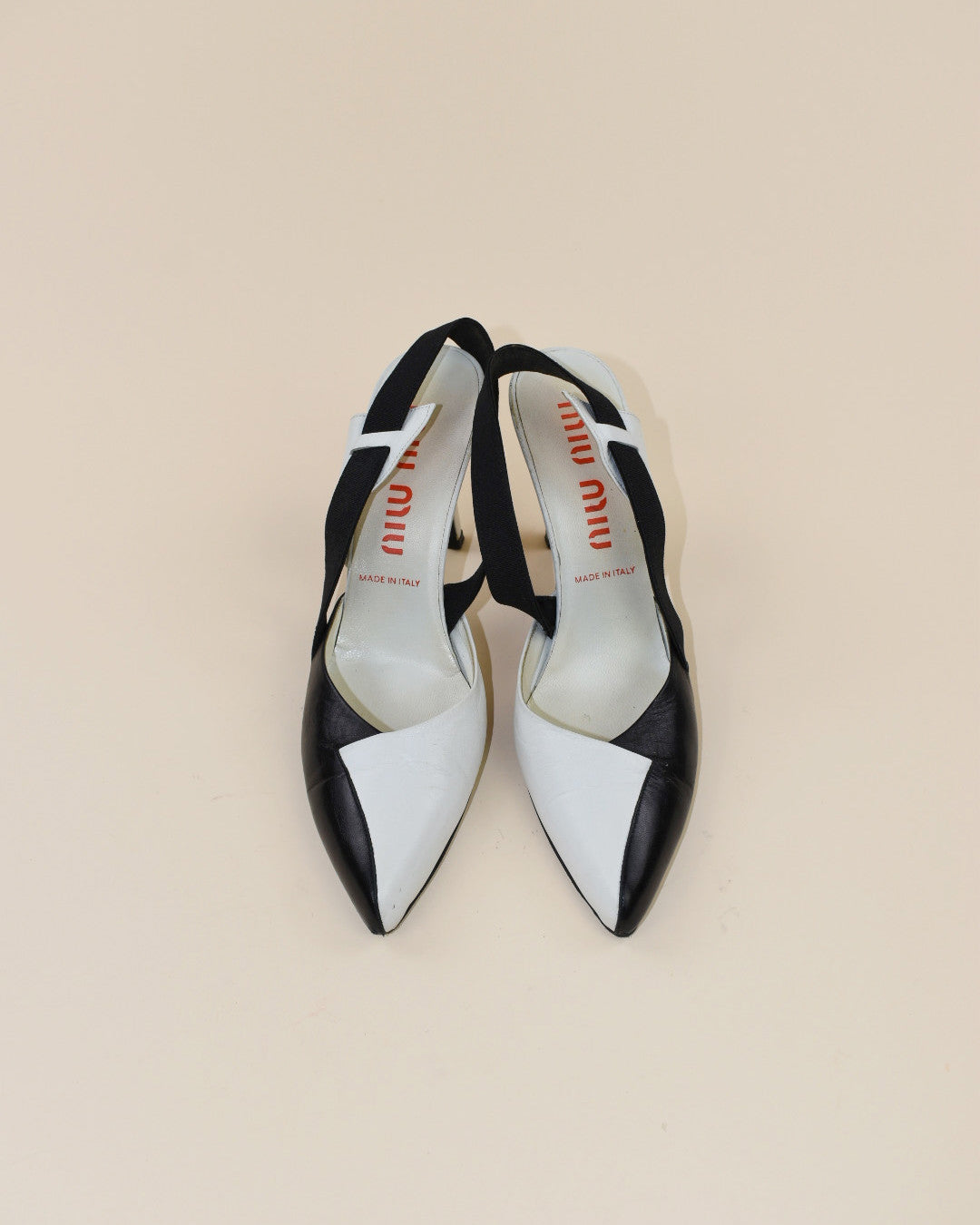 Miu Miu black and White slingback Heels - Size 37.5, 7