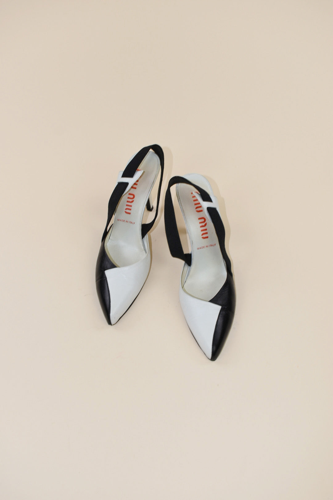 Miu Miu black and White slingback Heels - Size 37.5, 7