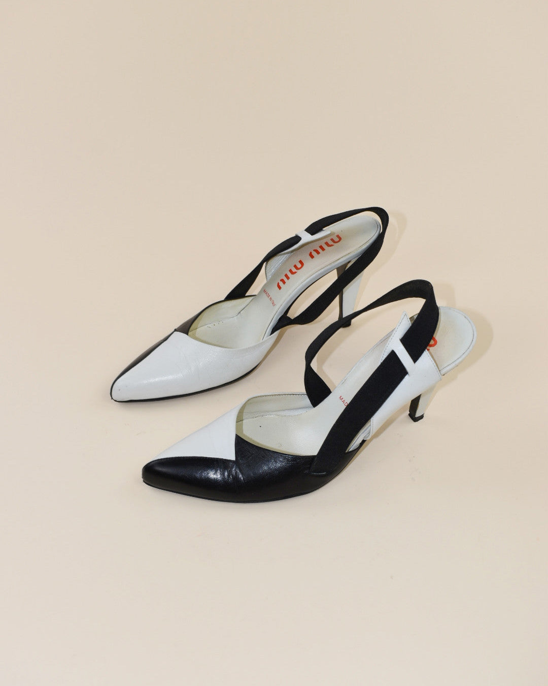 Miu Miu black and White slingback Heels - Size 37.5, 7