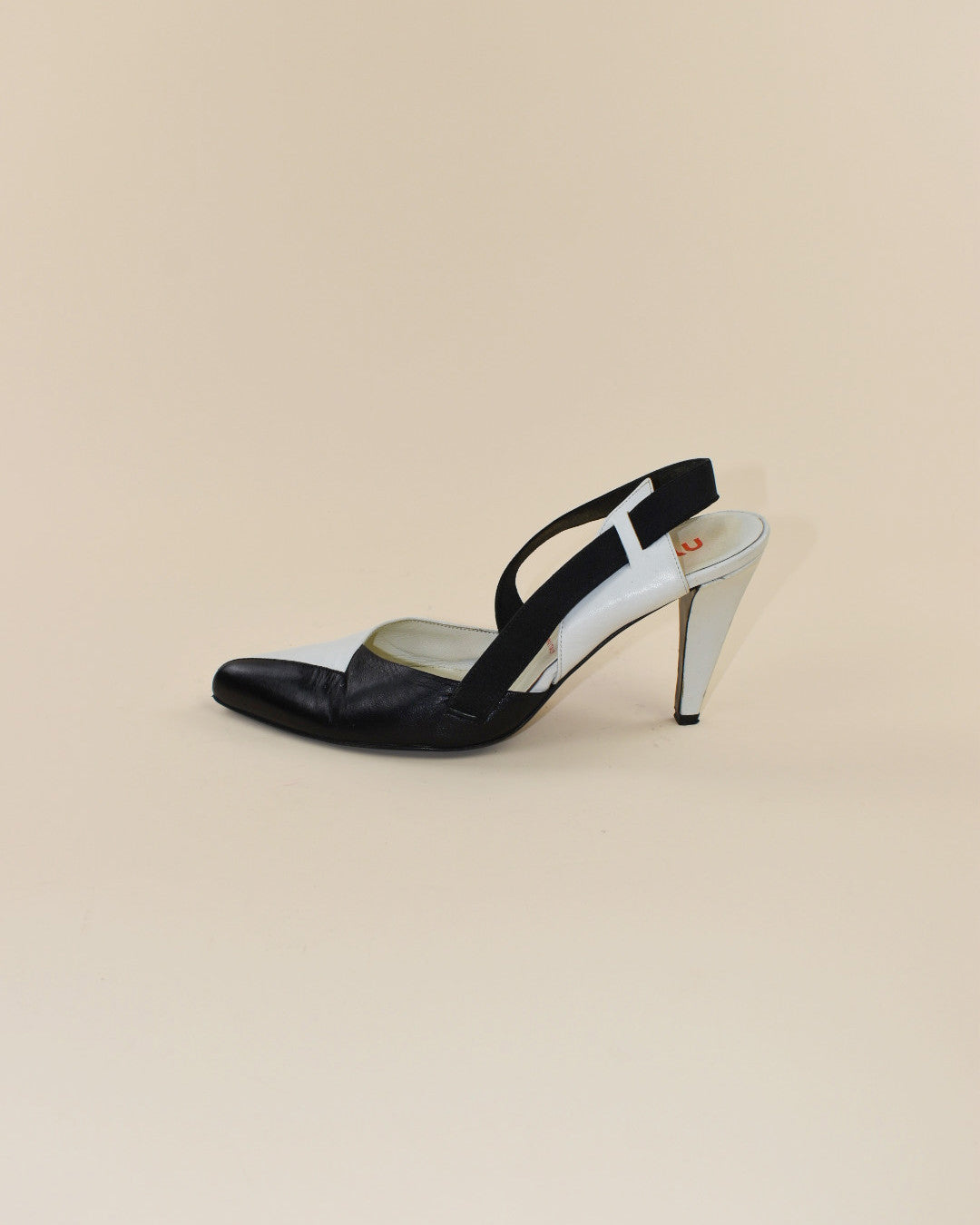 Miu Miu black and White slingback Heels - Size 37.5, 7
