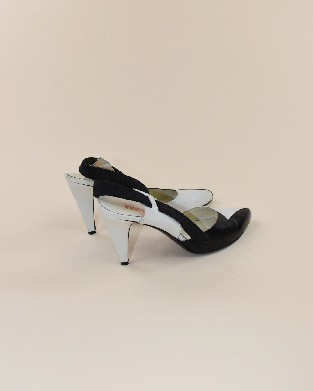 Miu Miu black and White slingback Heels - Size 37.5, 7