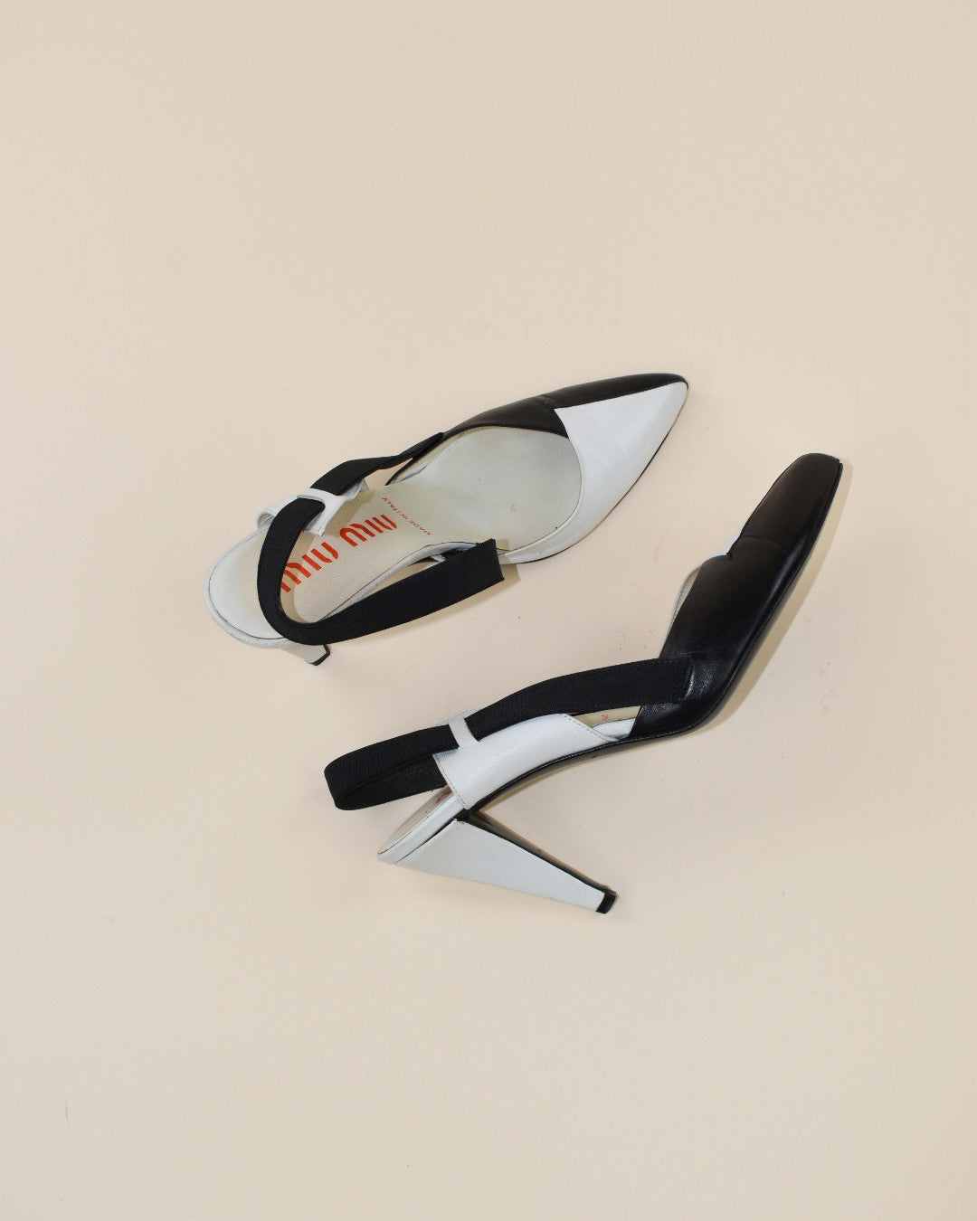 Miu Miu black and White slingback Heels - Size 37.5, 7