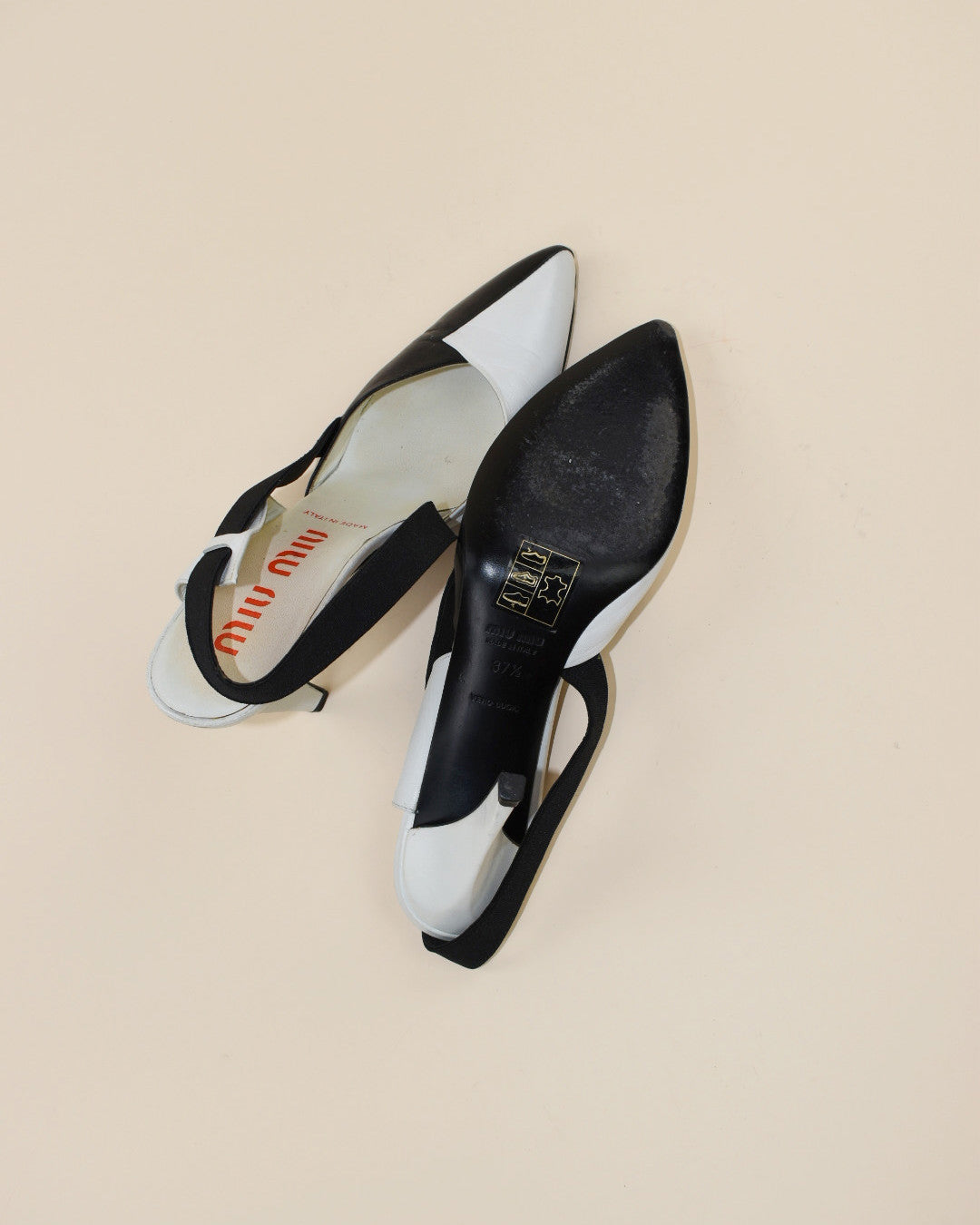 Miu Miu black and White slingback Heels - Size 37.5, 7
