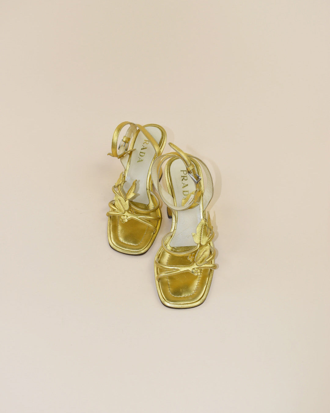 Vintage 1997 Prada Gold Leaf Wedge - Size 37.5, 7