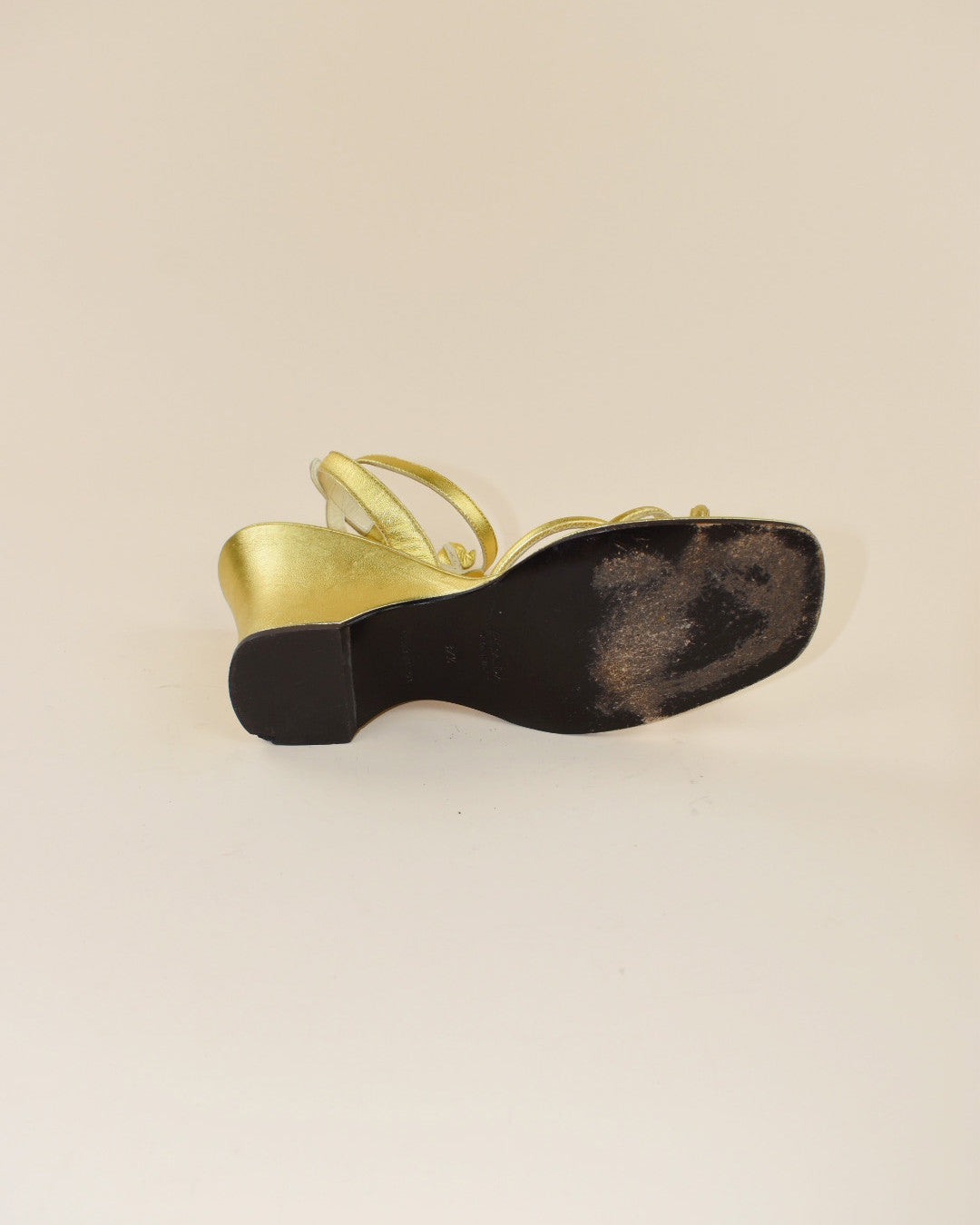 Vintage 1997 Prada Gold Leaf Wedge - Size 37.5, 7