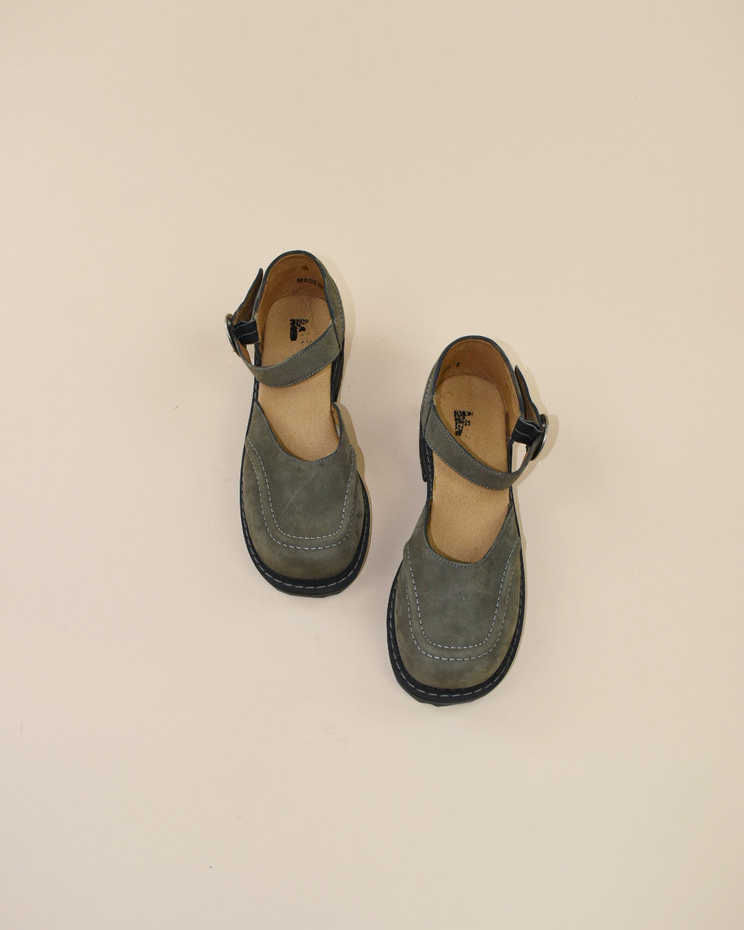 Vintage Fluevog Green Suede Mary Janes - Size 8.5/9