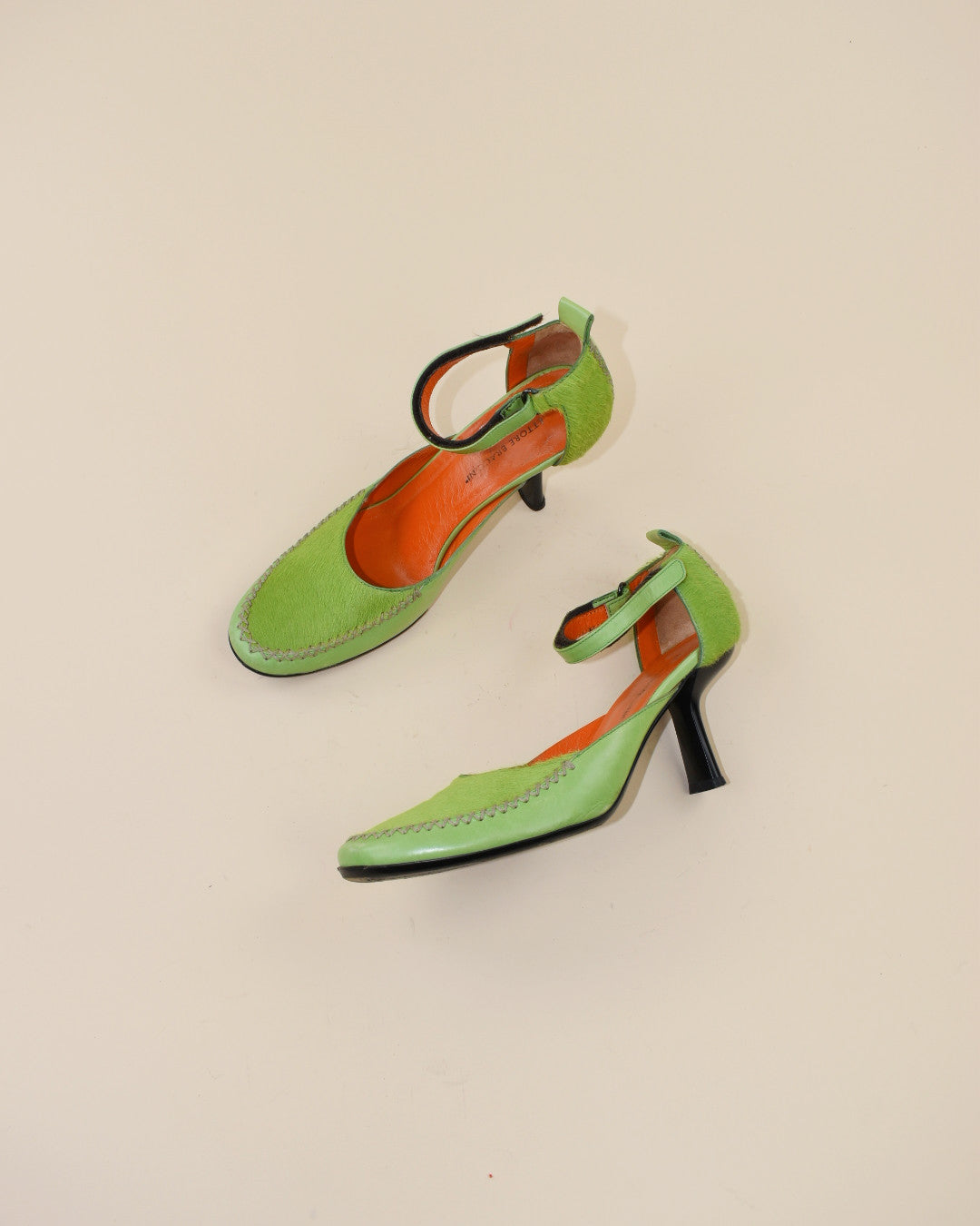 Green Pony Hair Mary Janes - Size 36, 5.5