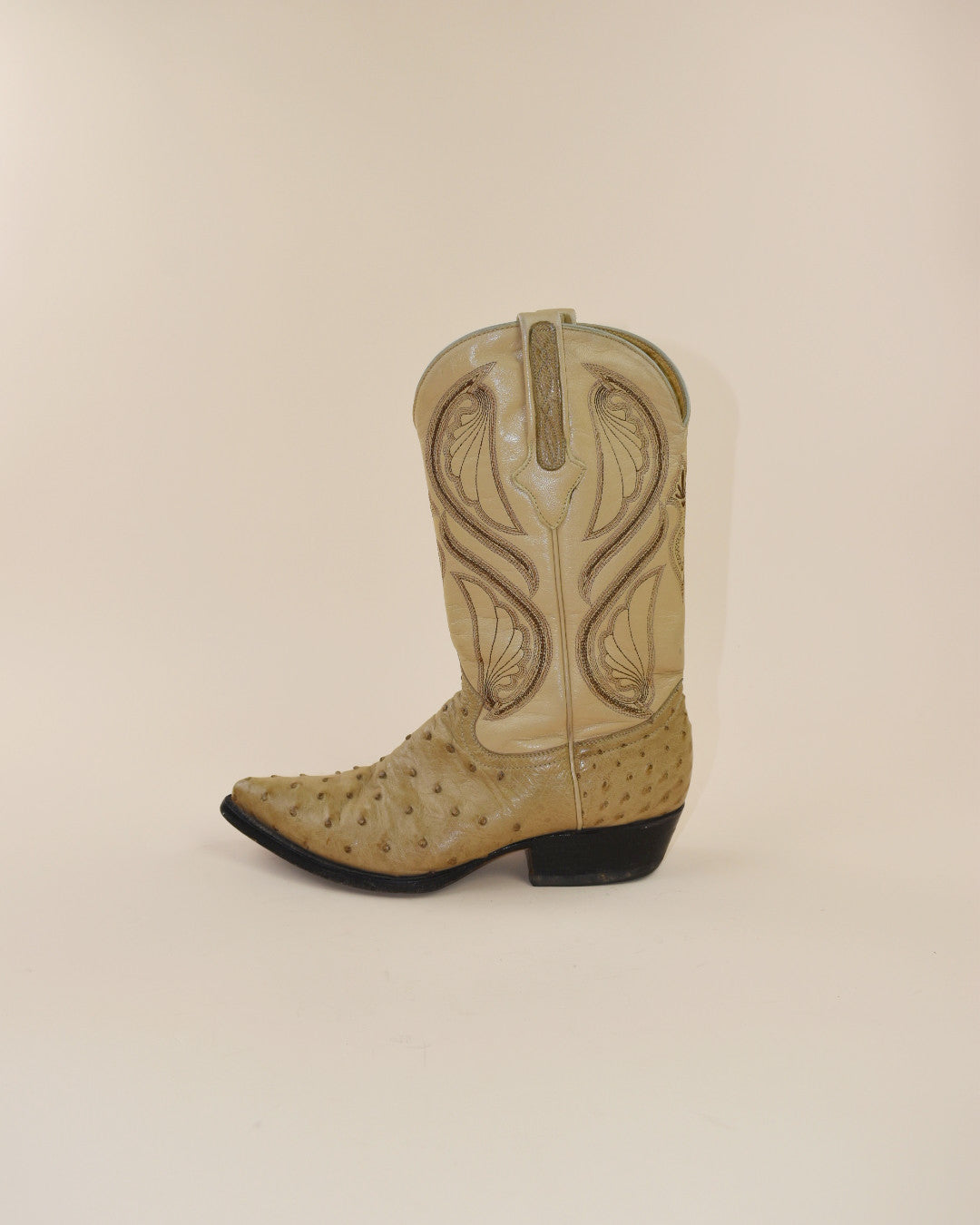 Vintage Tan Ostrich Cowboy Boots - Size 9.5