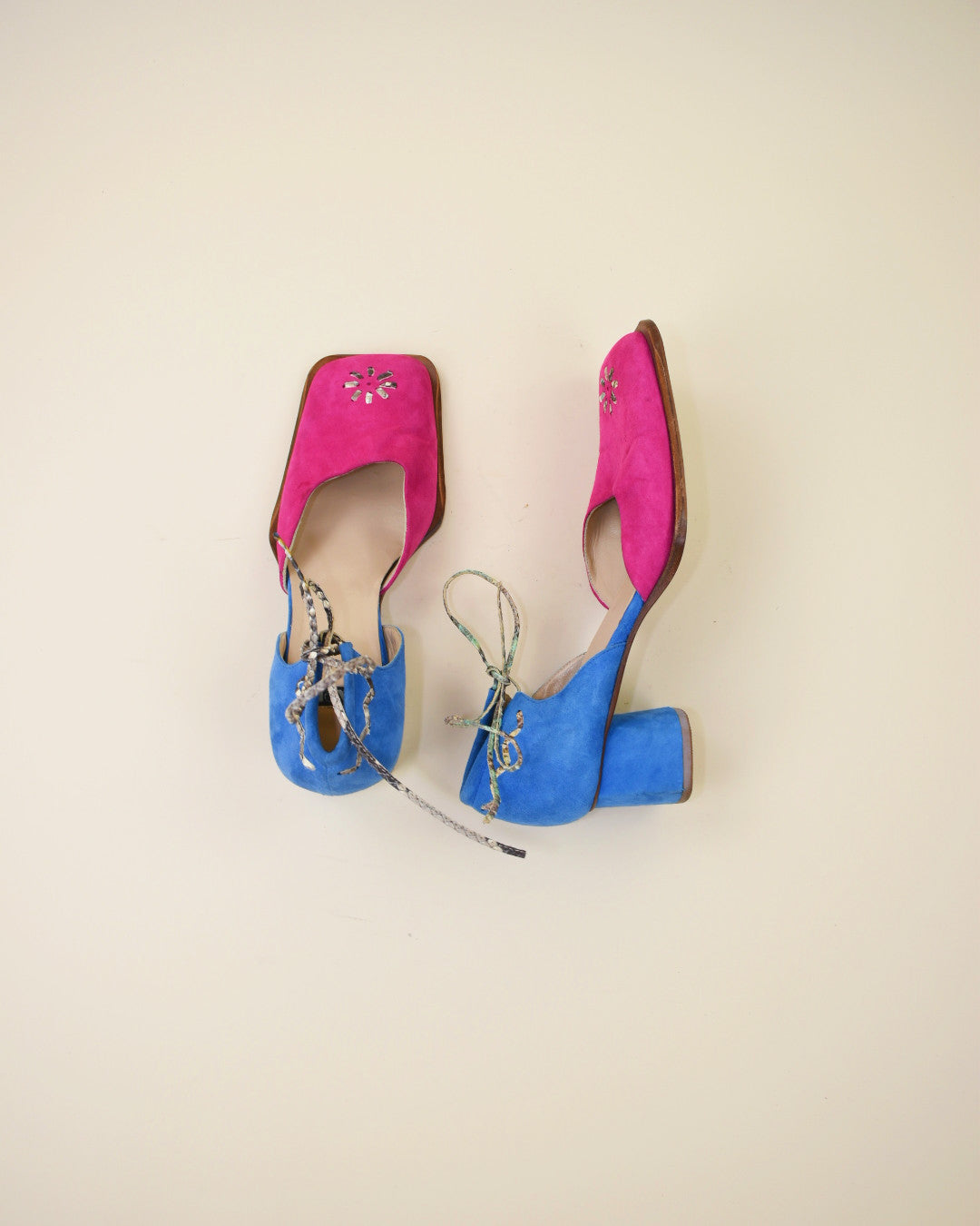 Suede Snakeskin Mary Janes - Size 39, 8.5